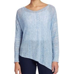 Eileen Fisher Women’s S Blue 100% Linen Asymmetrical Lightweight Sweater Top‎